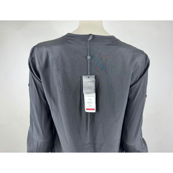 BCBGMaxazria Maggie Washable Silk Lace Blouse Women XXS NWT Long Sleeve BlackTop - Picture 14 of 15